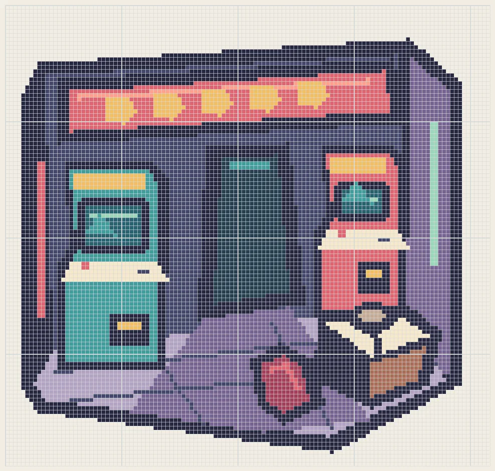 Neon arcade evening perler bead pattern