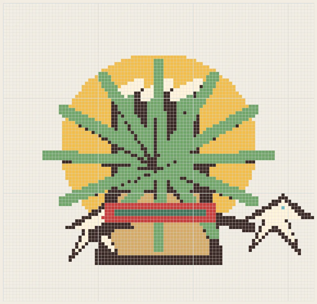 New Year kadomatsu and cranes perler bead pattern