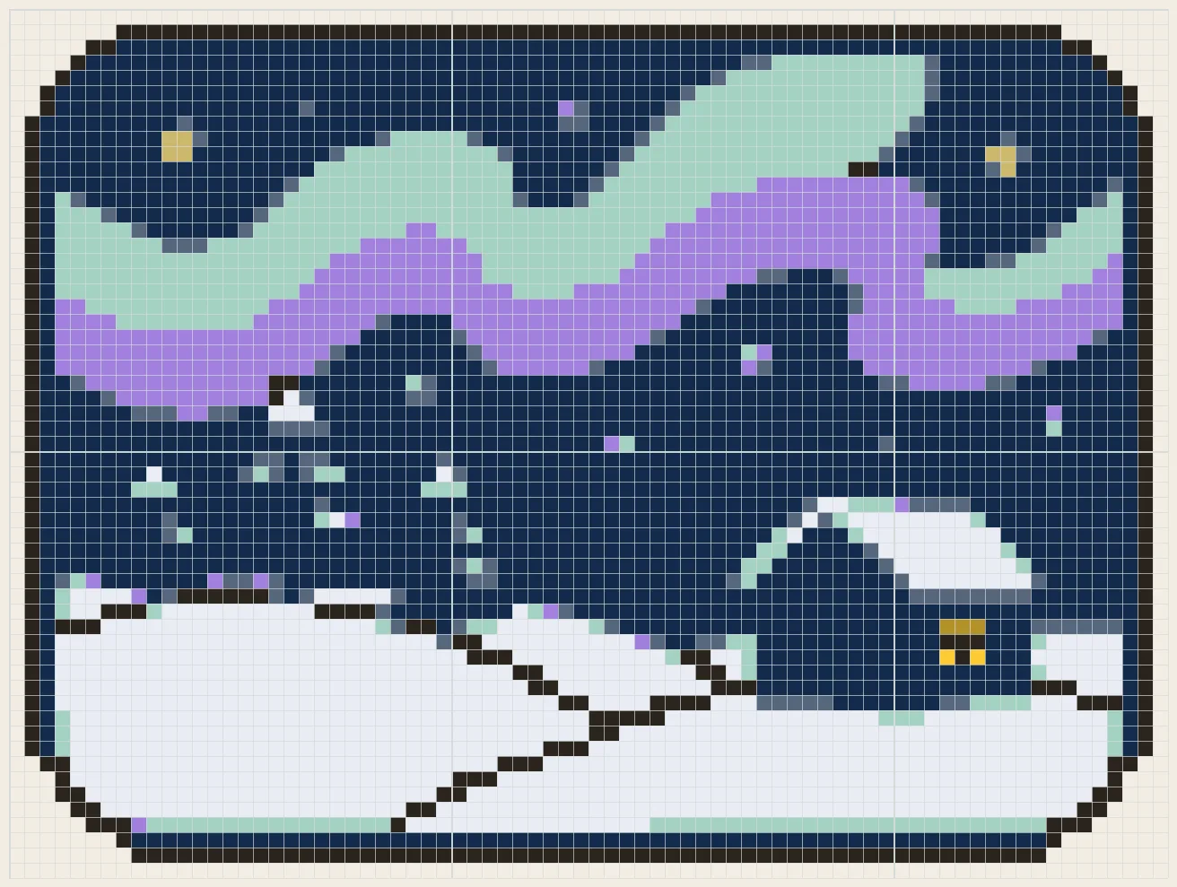 Northern lights over snowy hills perler bead pattern