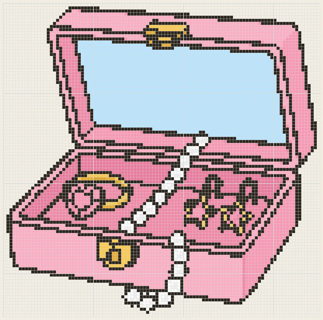 Open jewelry box perler bead pattern