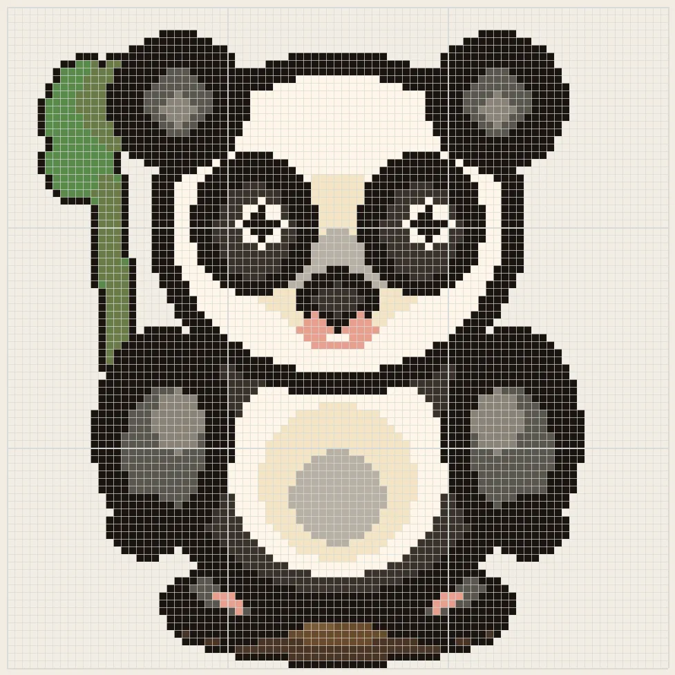 Panda portrait perler bead pattern