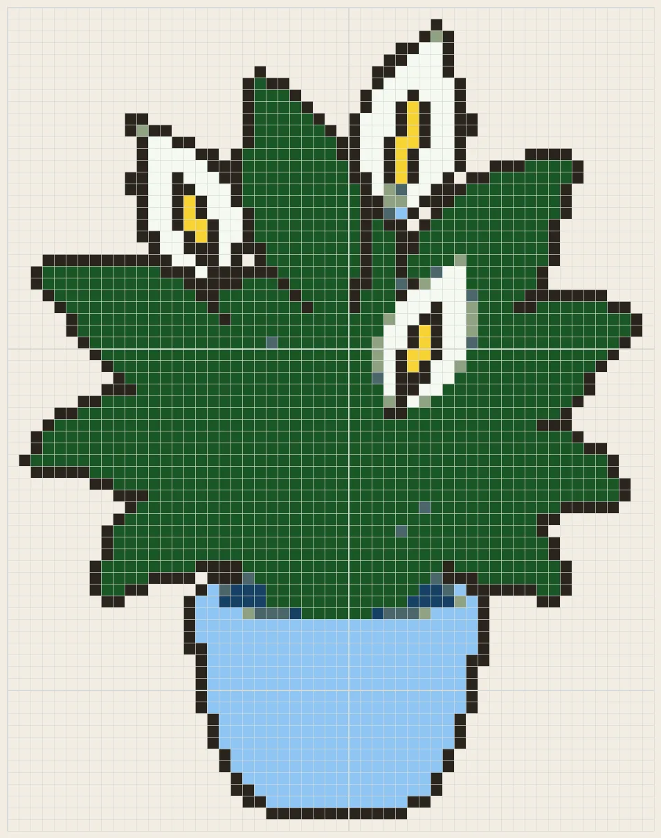 Peace lily pot perler bead pattern