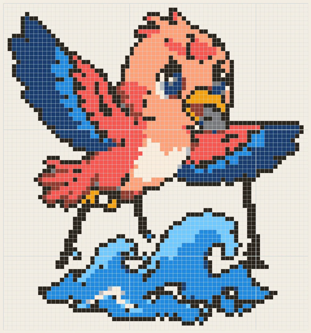 Pebble bird perler bead pattern