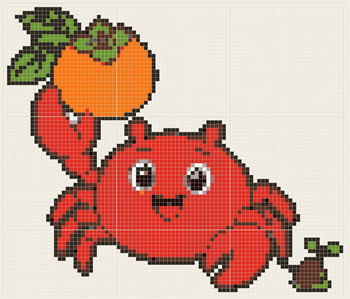 Persimmon crab perler bead pattern