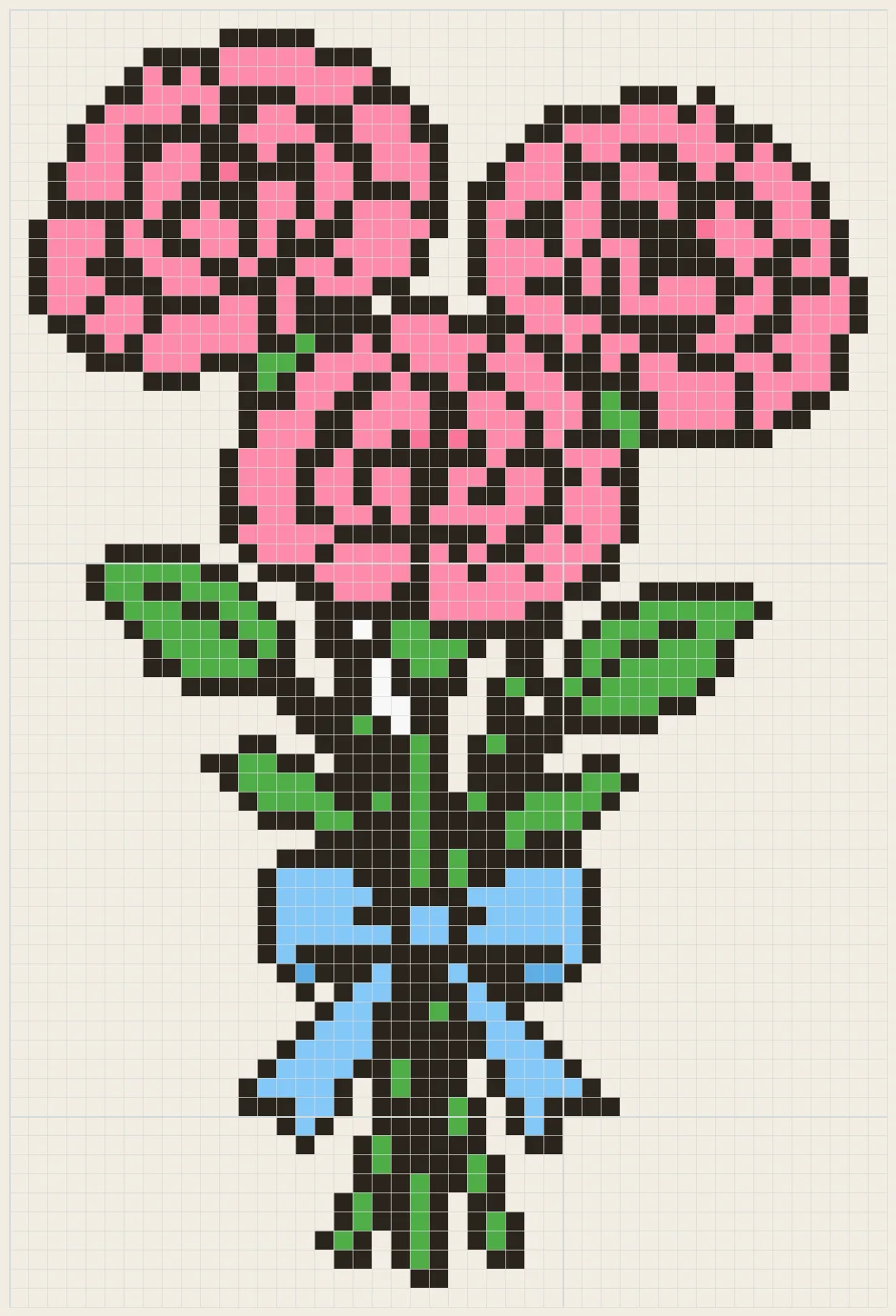 Pink carnation bunch perler bead pattern