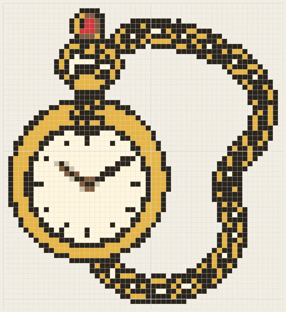 Golden pocket watch perler bead pattern