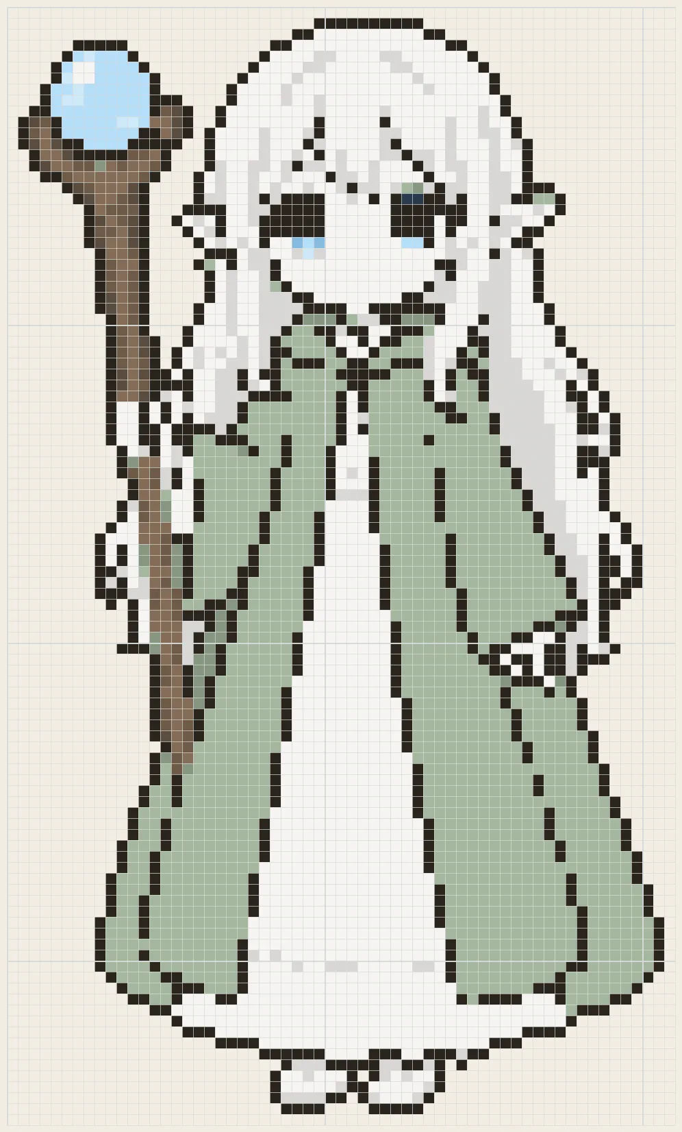 Pointed-ear staff perler bead pattern