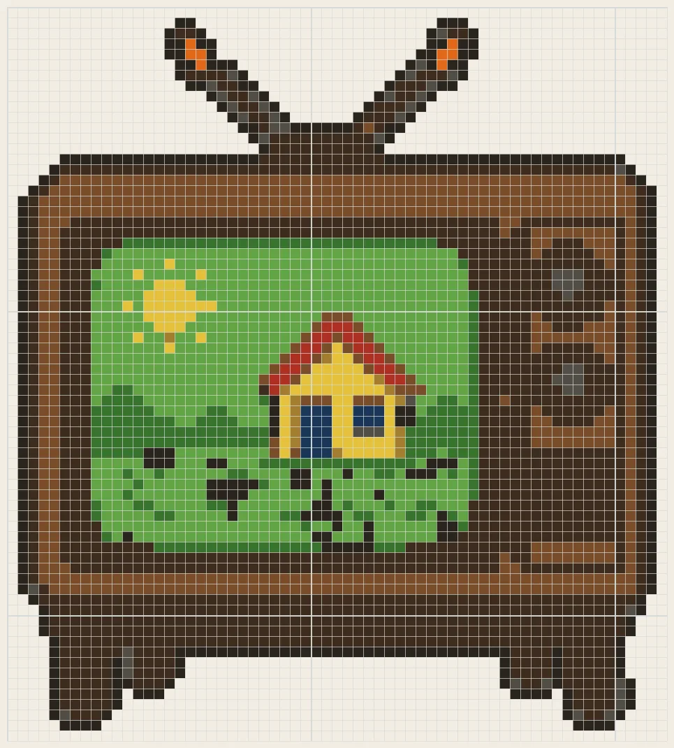 Rabbit-ear CRT TV perler bead pattern
