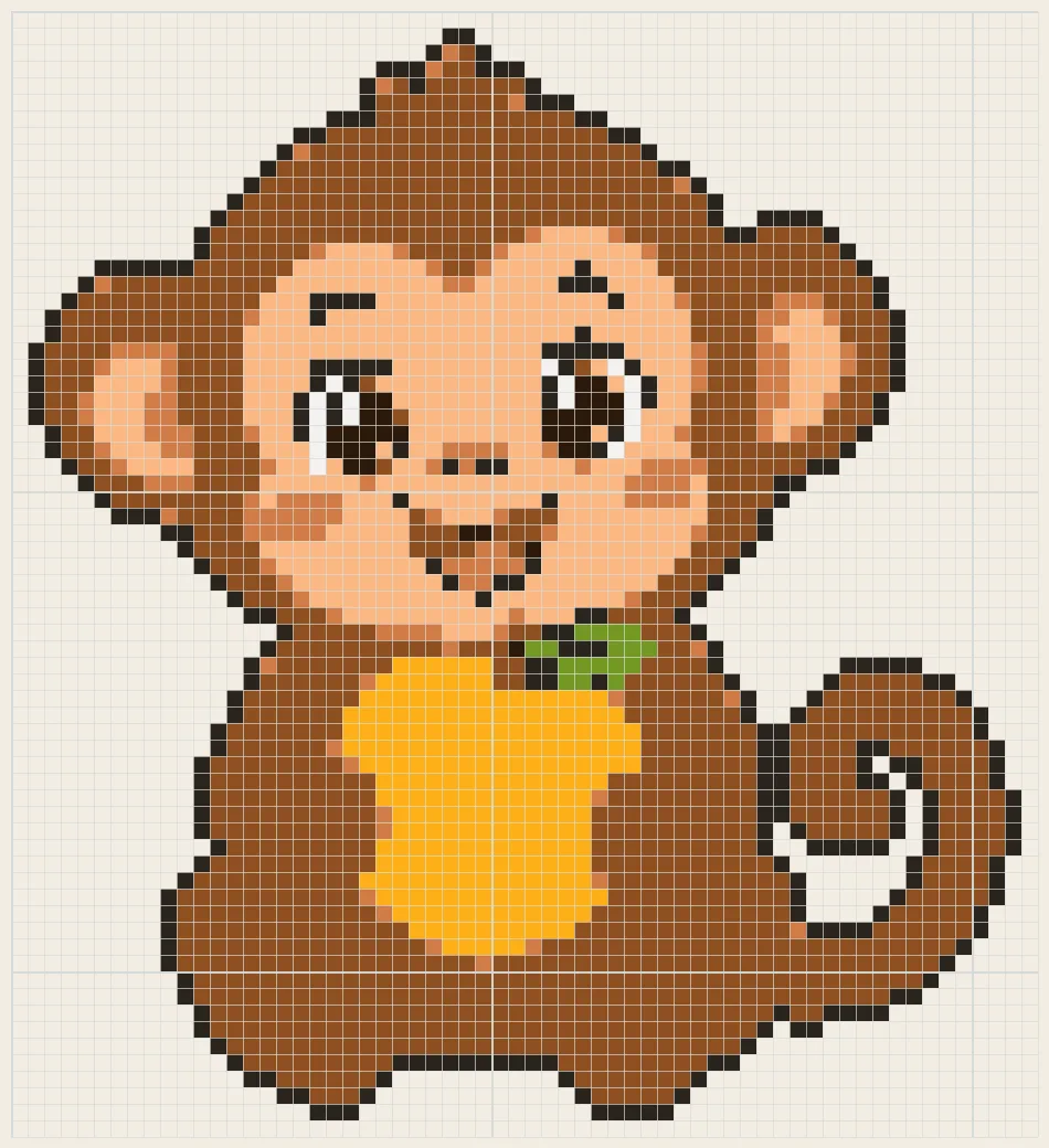 Peach monkey perler bead pattern