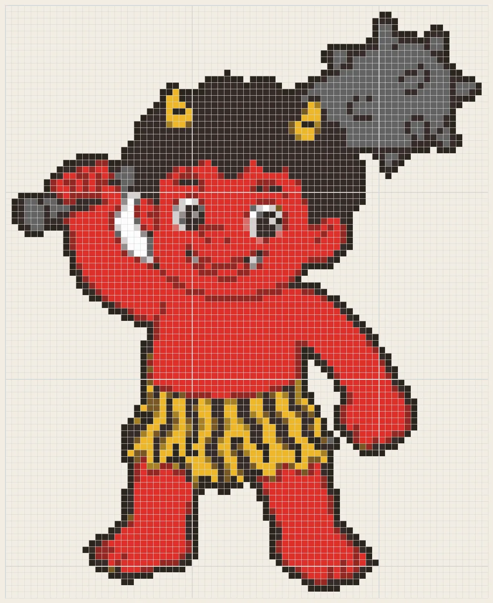 Red club oni perler bead pattern