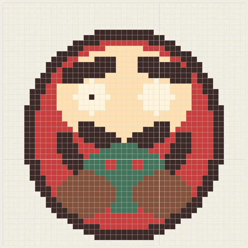 Red Daruma doll perler bead pattern