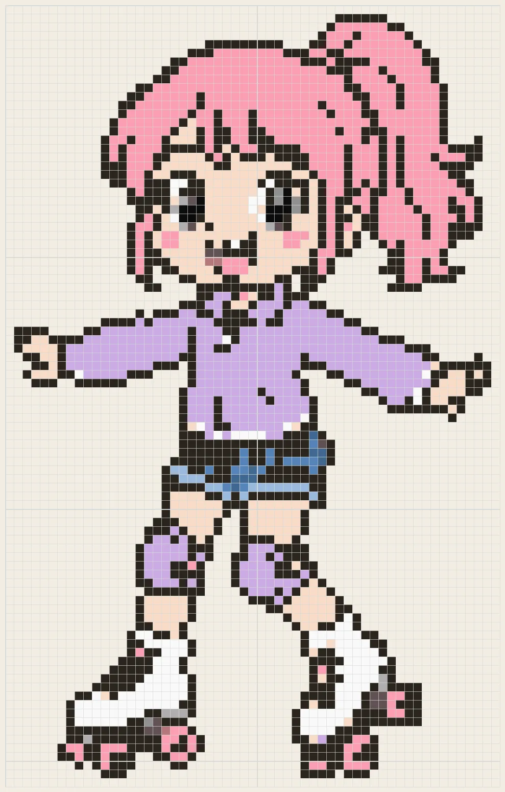 Roller skate girl perler bead pattern