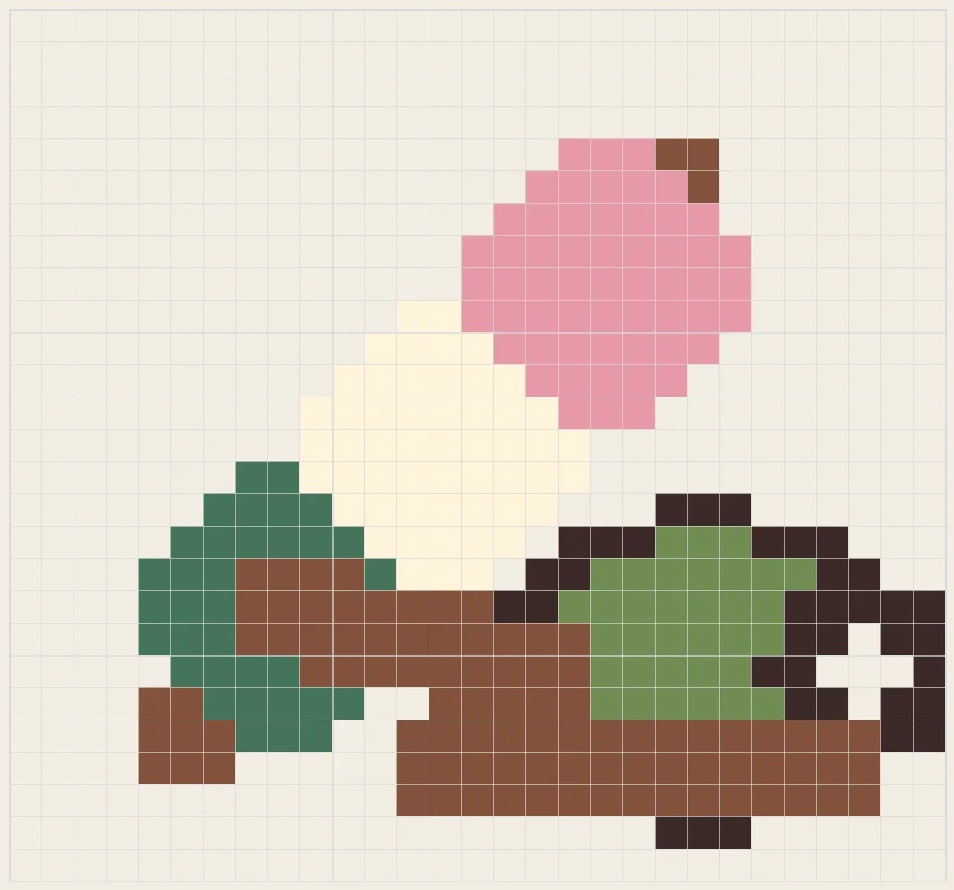 Sakura dango and tea perler bead pattern
