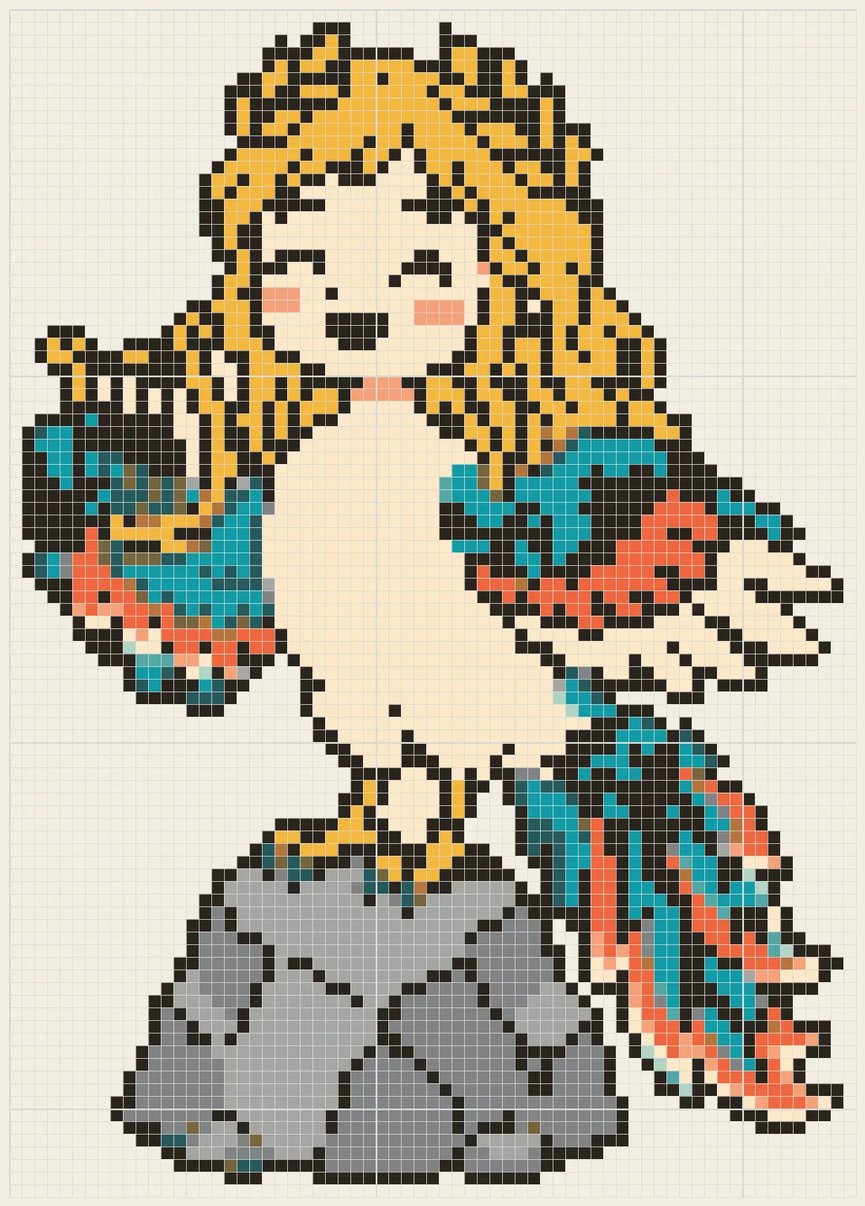 Sea rock siren perler bead pattern