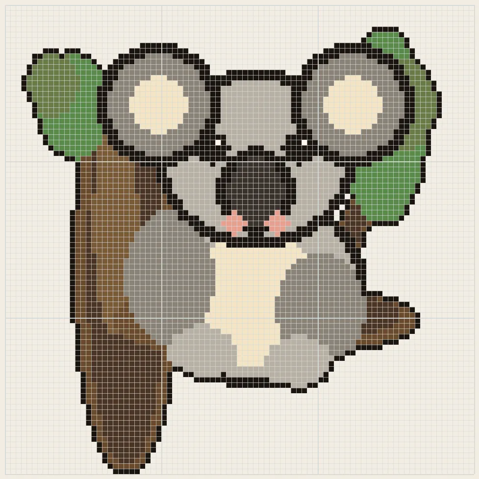 Silver koala perler bead pattern