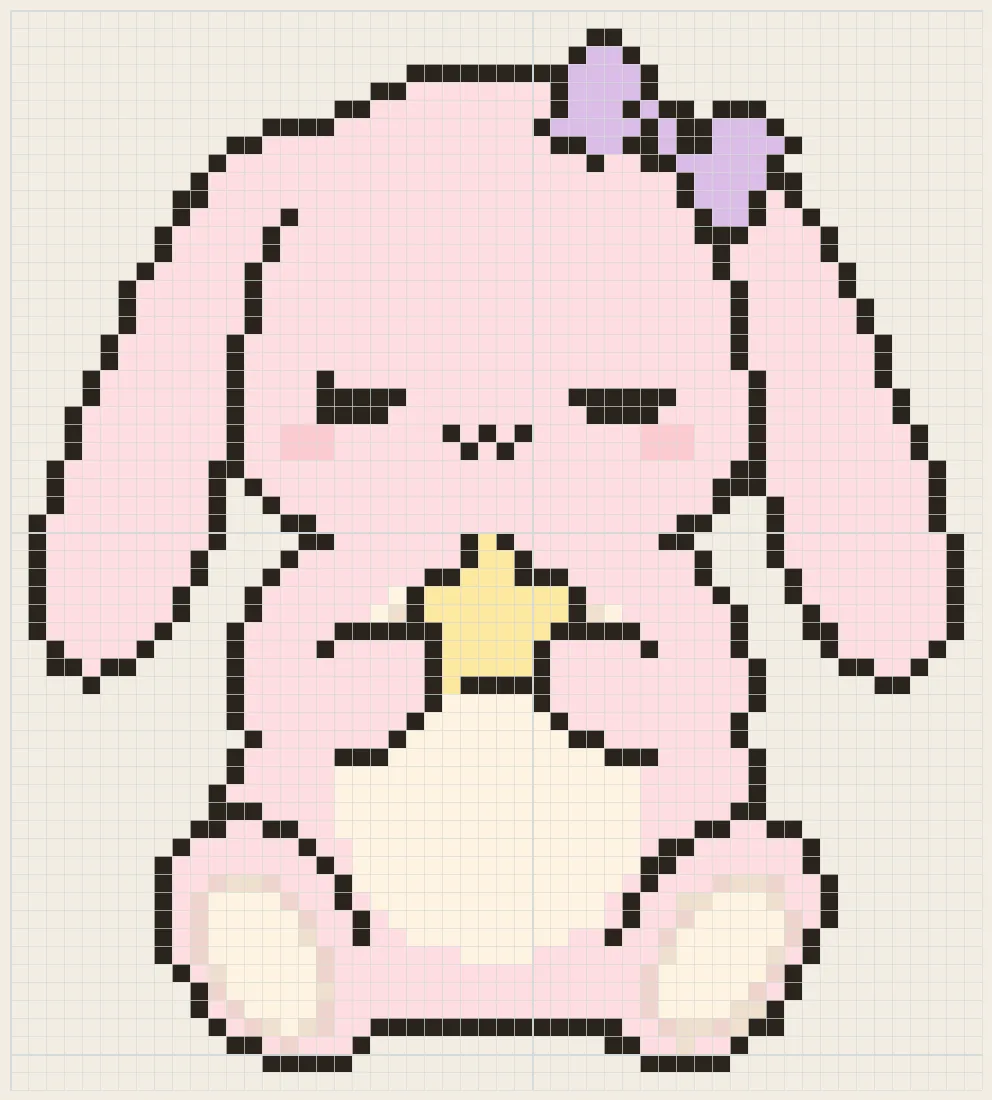 Sleepy bunny plush perler bead pattern