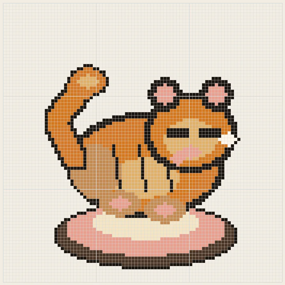 Sleepy cat perler bead pattern