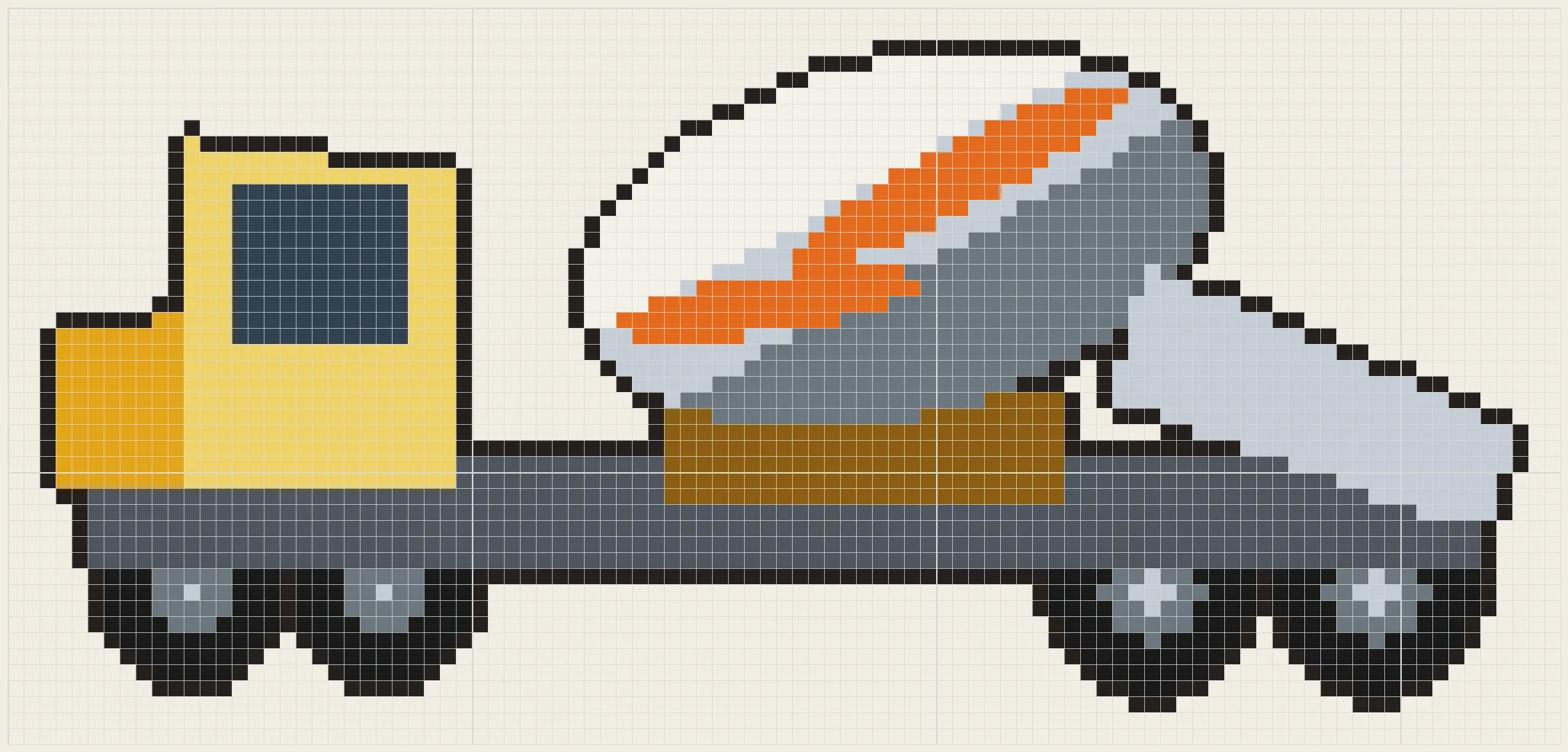 Tilted mixer drum perler bead pattern