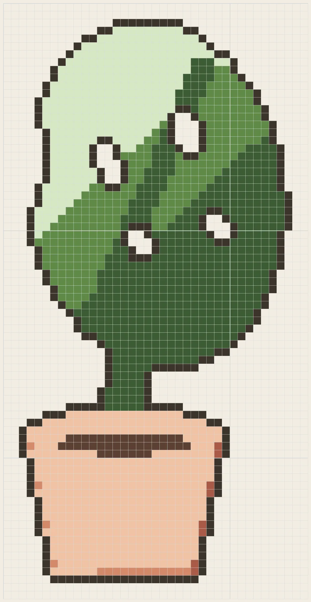 Split-leaf pot perler bead pattern
