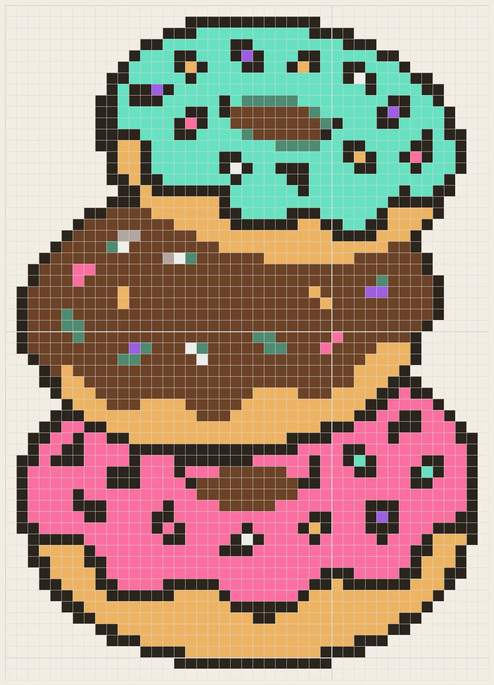 Stack of sprinkle donuts perler bead pattern