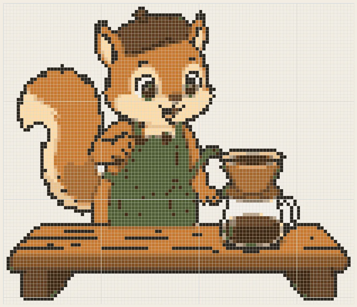 Squirrel barista perler bead pattern