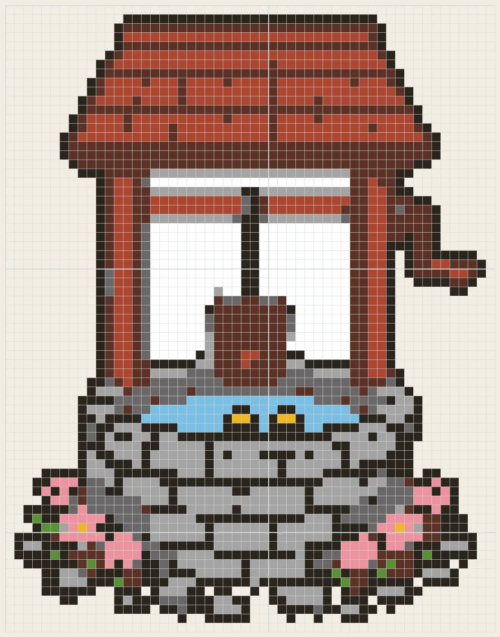 Stone wishing well perler bead pattern