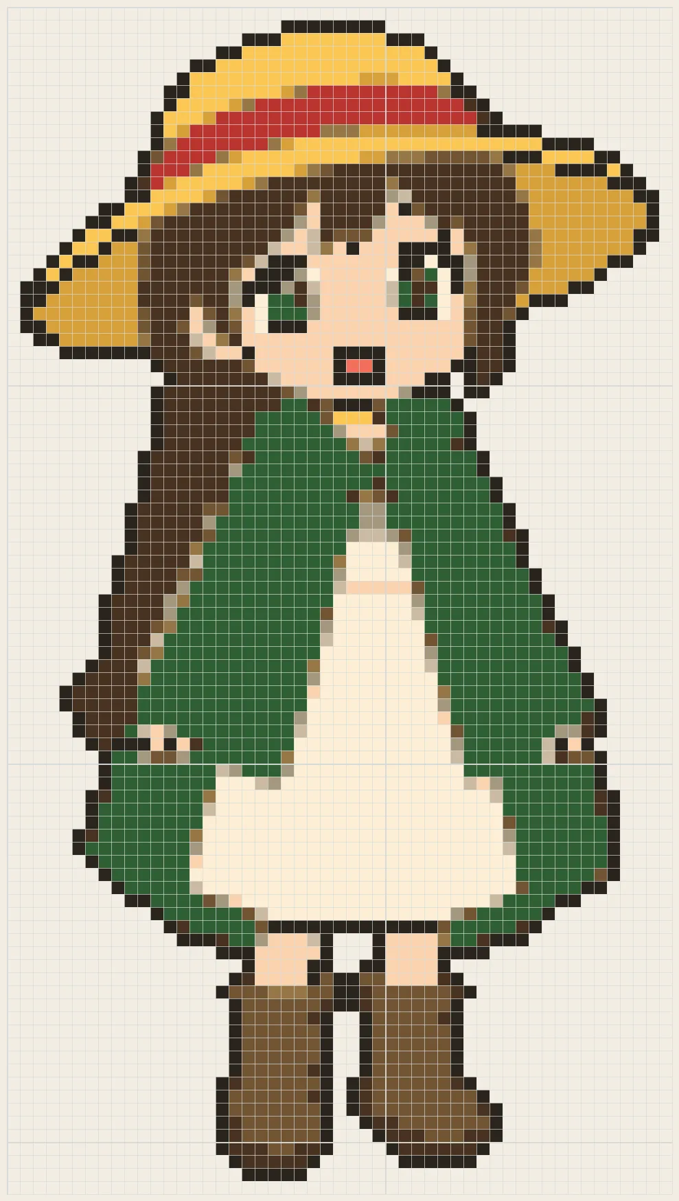 Straw-hat braid perler bead pattern