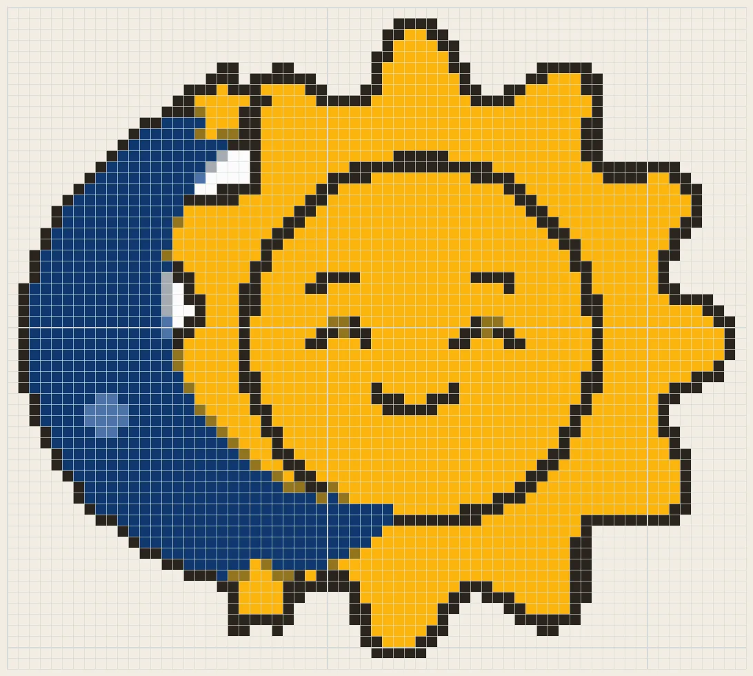 Sun and moon together perler bead pattern