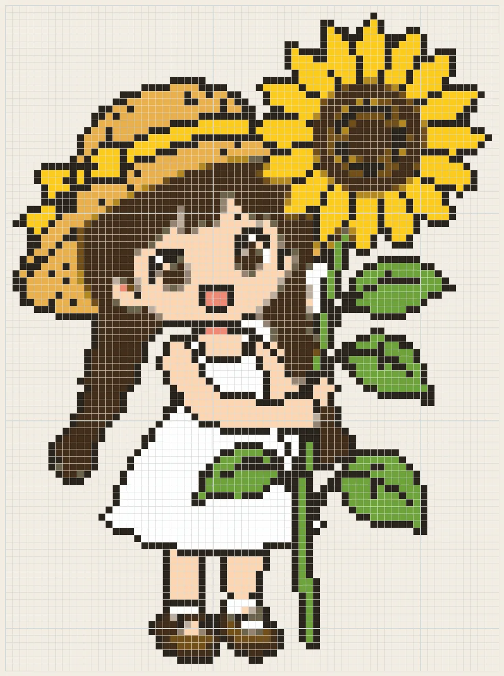 Sunflower hug girl perler bead pattern