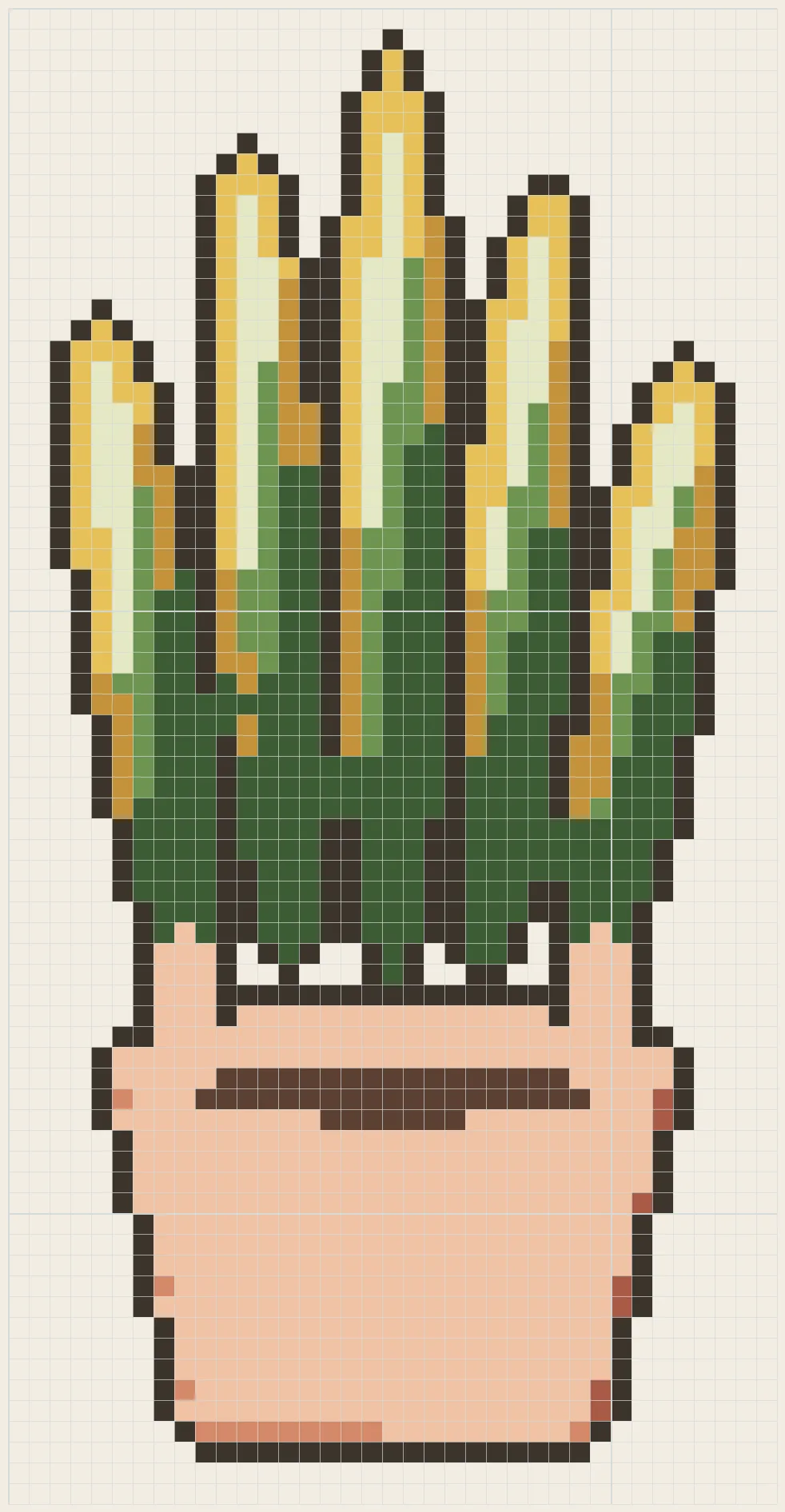 Upright sword plant perler bead pattern