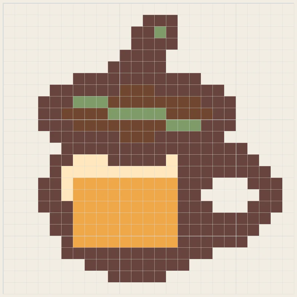 Tiny acorn cup perler bead pattern