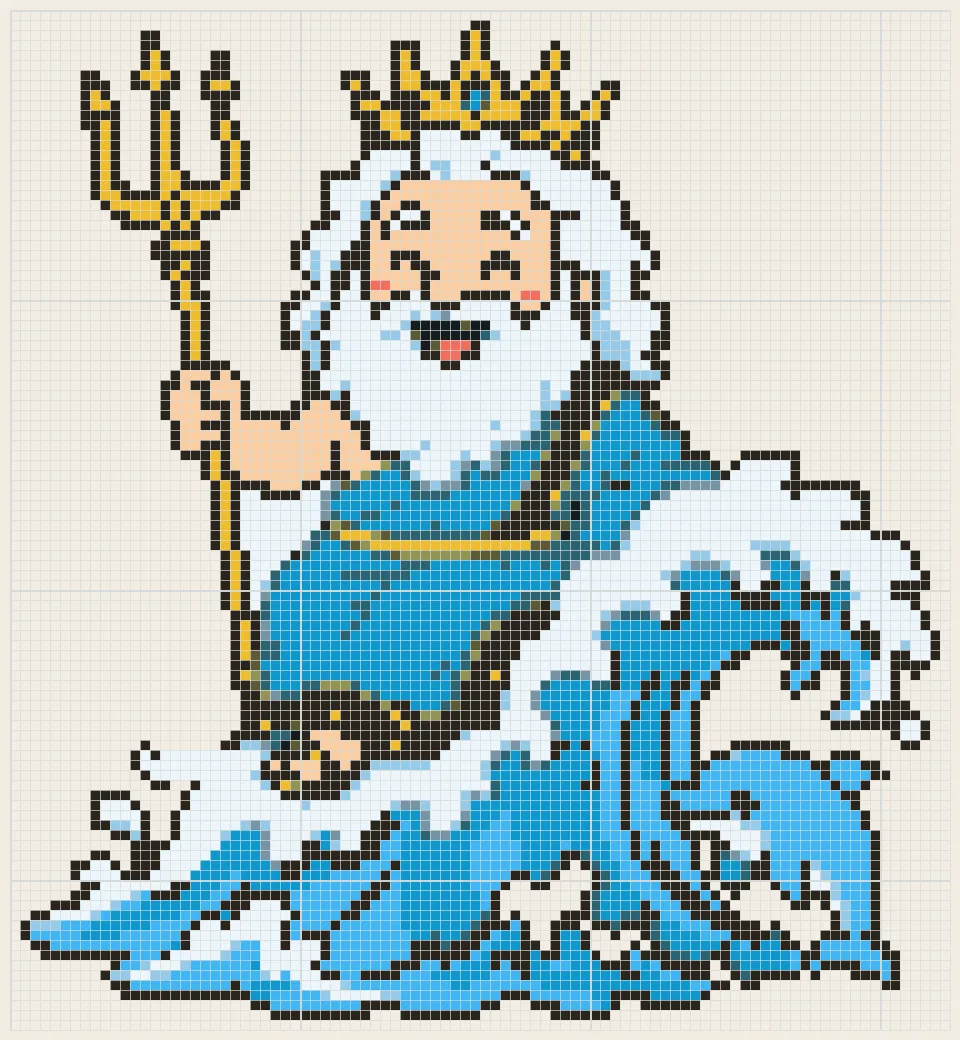 Padrão de Perler Rei do mar com tridente