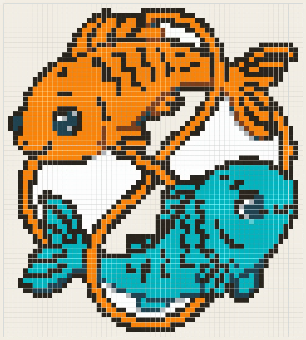 Ribbon twin fish perler bead pattern
