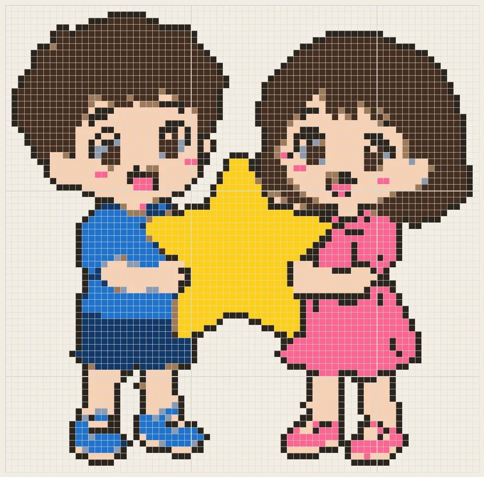 Twins with a star perler bead pattern