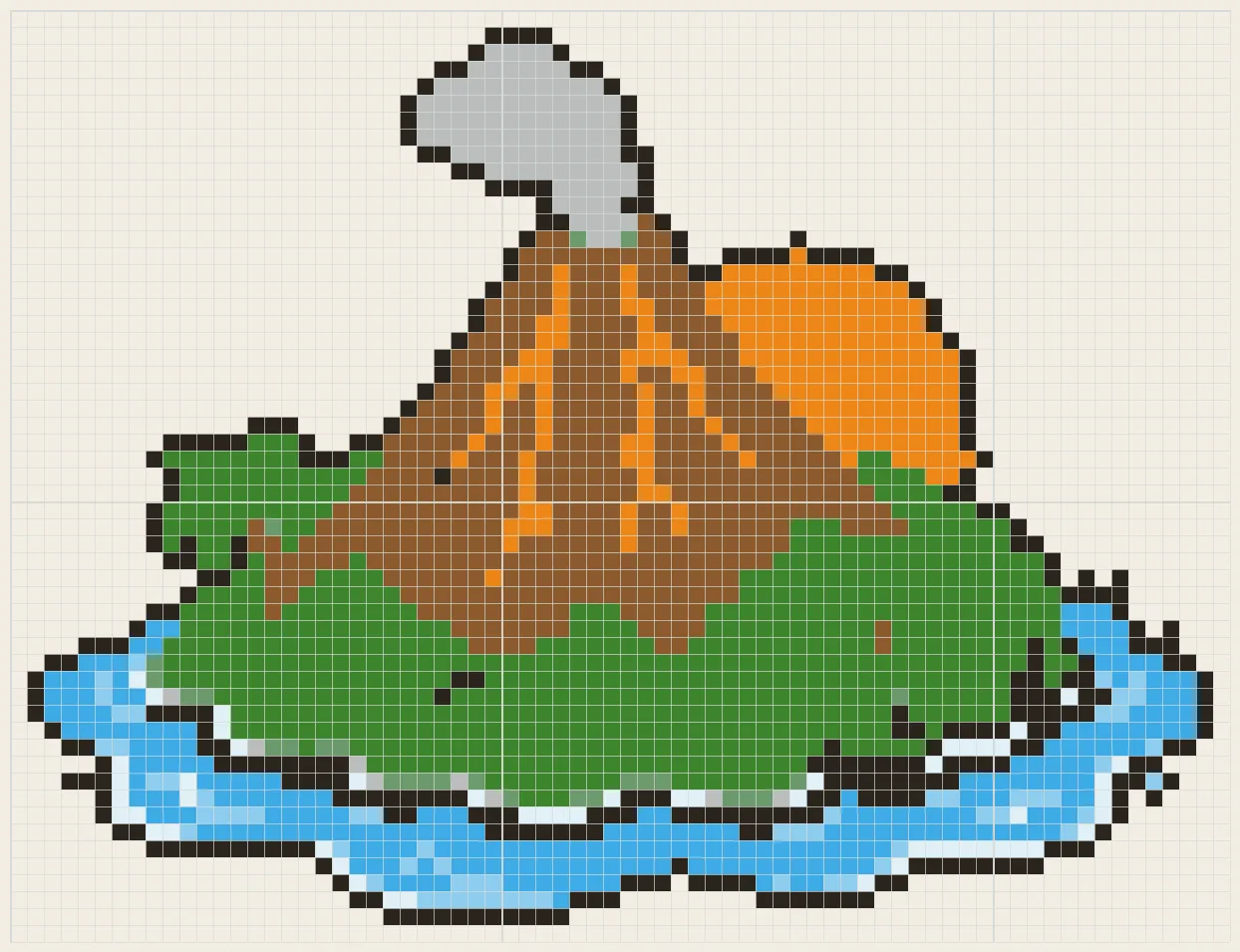 Volcano island at sunrise perler bead pattern