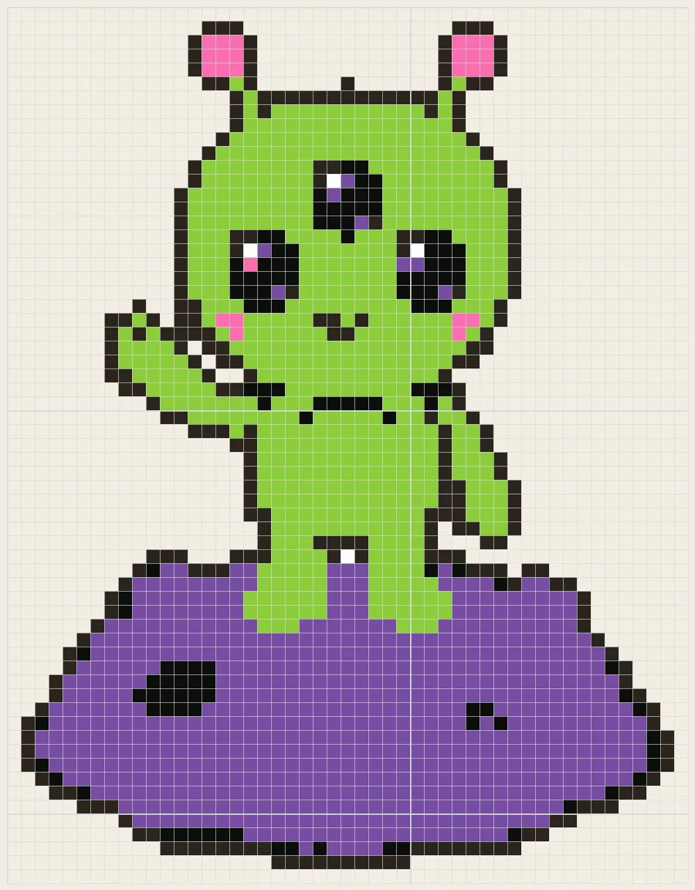 Friendly waving alien perler bead pattern