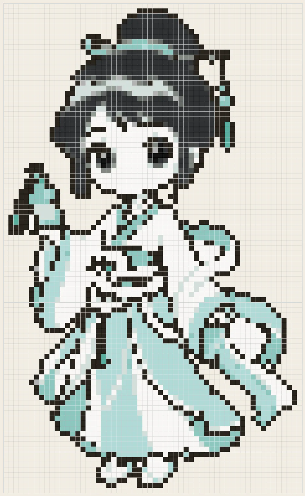 White snake lady perler bead pattern
