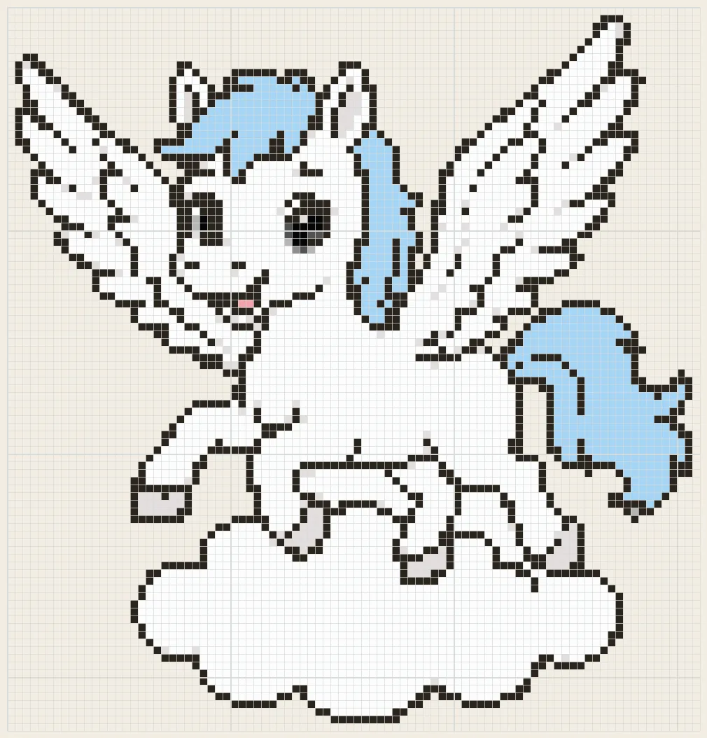Winged white horse perler bead pattern