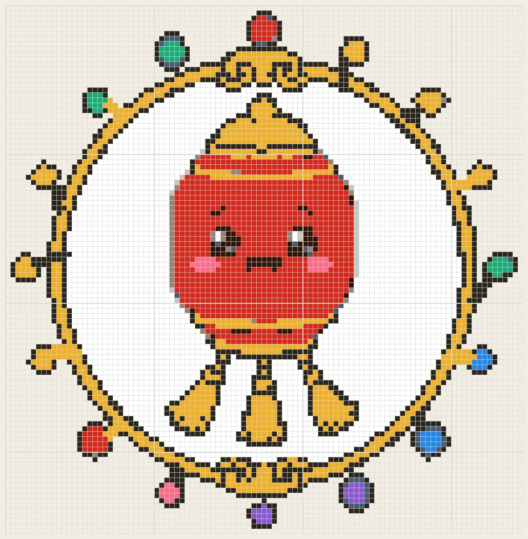Lantern zodiac ring perler bead pattern
